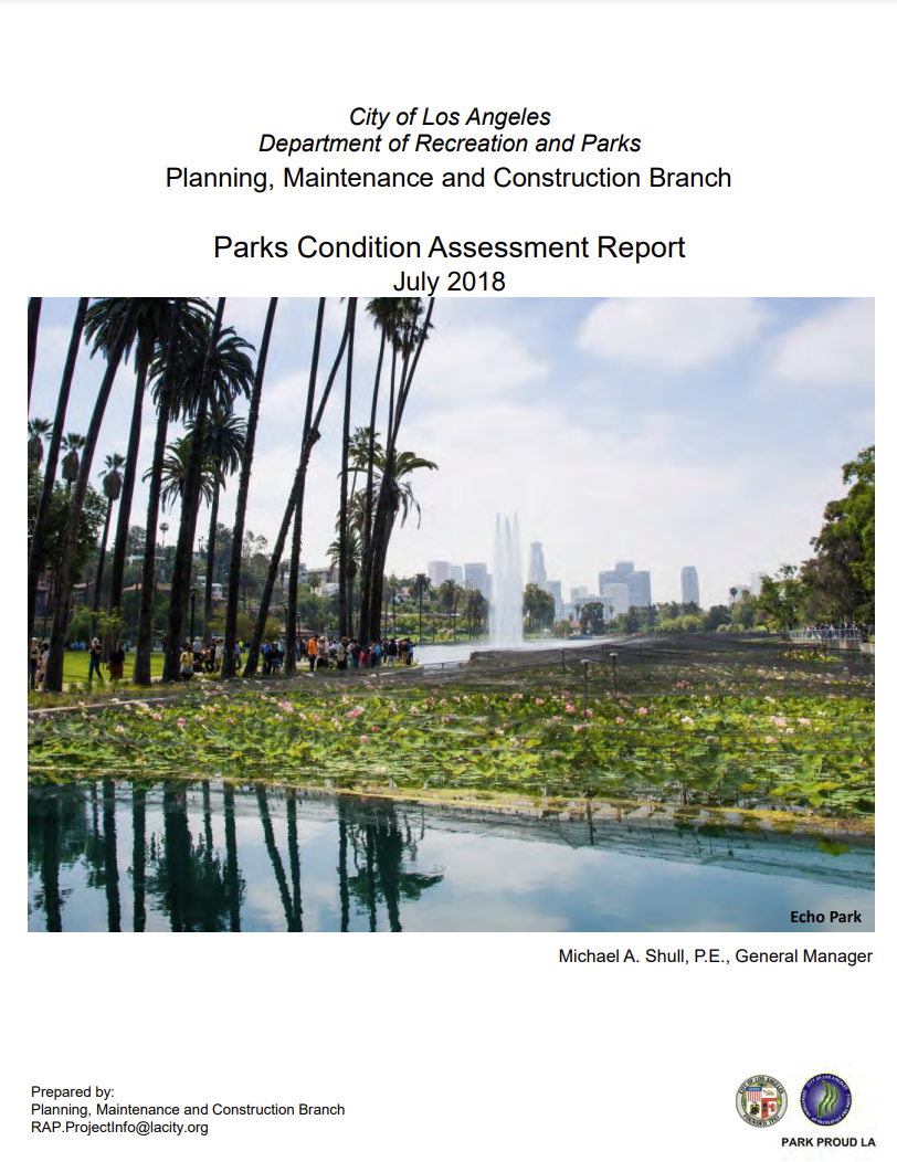 Cover of the Park Condition Assessment Report, July 2018
